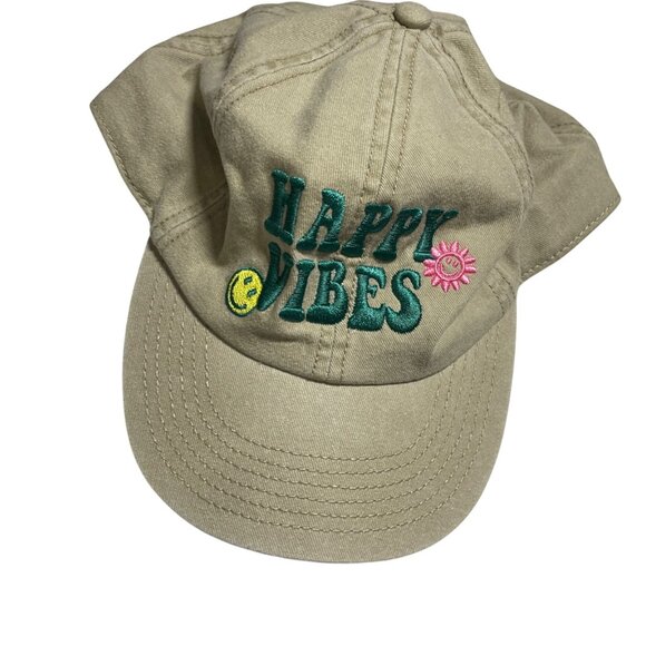 Happy Vibes Beige Adjustable Baseball Cap - Picture 2 of 4